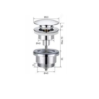 Донный клапан для раковины Gid Minucia G-60W 76606K универсальный Clik-Clak белый