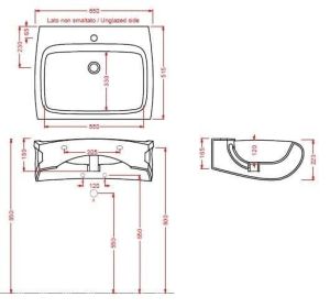 Раковина ArtCeram Hidra HI-LINE HIL004 01 00 bi*1 белая 58 см