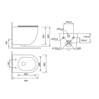 Унитаз подвесной SantiLine SL-5005T-DG темно-серый матовый