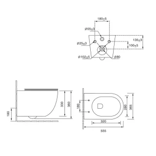 Унитаз подвесной SantiLine SL-5002T-MM матовый мрамор
