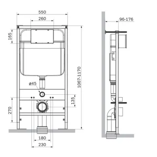 Инсталляция SantiLine SL-5007T+SL-01/K безободковый унитаз и клавиша белые смыв торнадо сиденье микролифт