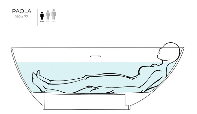 Ванна из искусственного камня Salini Paola S-Stone 101511SMRH 160x77см RAL снаружи
