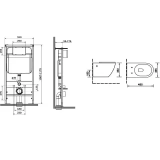 Инсталляция SantiLine SL-5005T+SL-01 безободковый унитаз и клавиша белые смыв торнадо сиденье микролифт