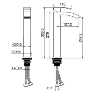 Смеситель для раковины Filarete Waterfall FL6010BG графит