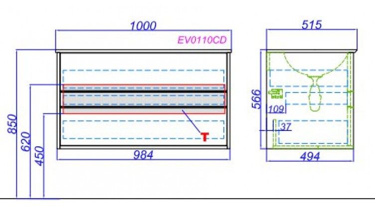 Подвесная тумба под раковину Clarberg Evolution EV0110CD 100см крафт тёмный