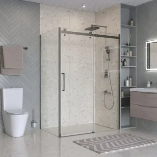 Душевой уголок BelBagno Marino MARINO-2-AH-1-130/90-C-GM 130x90 см профиль оружейная сталь стекло прозрачное