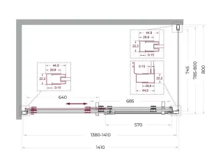 Душевой уголок BelBagno Marino MARINO-2-AH-1-140/80-C-GM 140x80 см профиль оружейная сталь стекло прозрачное
