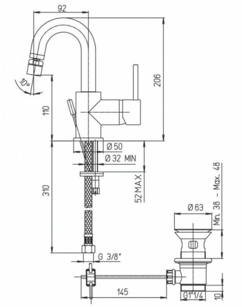 Смеситель для раковины Paini Cox 78CR251 хром