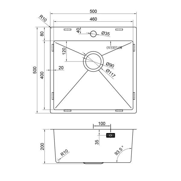 Мойка кухонная Reflexion Iseo 50-BL RX2250SS оружейная сталь