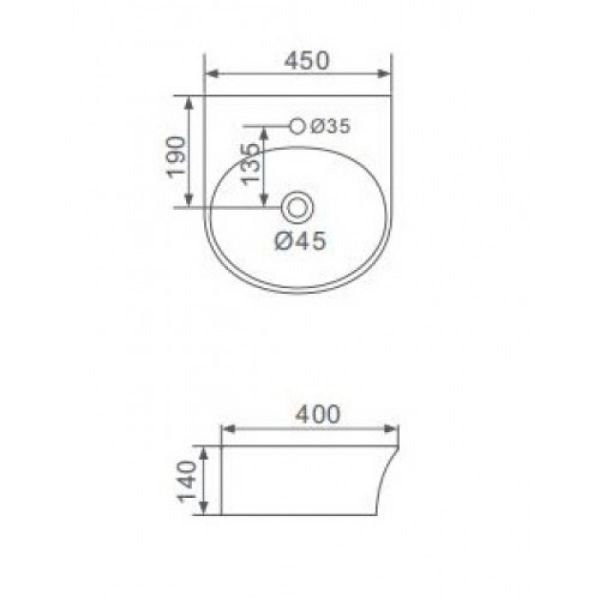 Подвесная раковина Gappo GT704 45 см белый