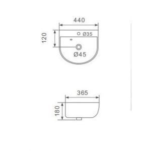 Подвесная раковина Gappo GT708 44 см белый