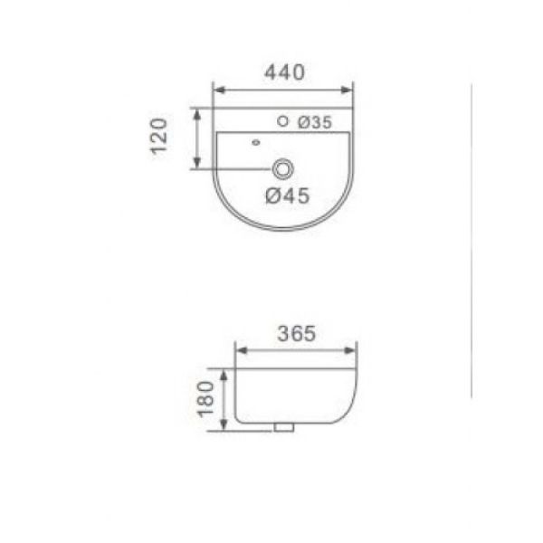 Подвесная раковина Gappo GT708 44 см белый