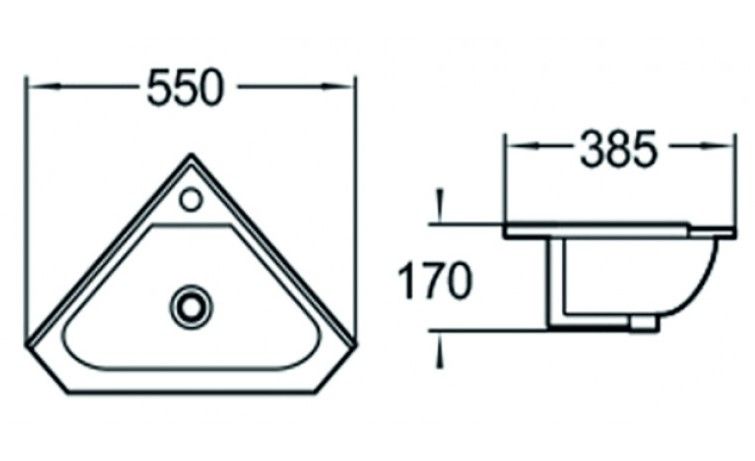 Раковина угловая SantiLine SL-2020 55см белый
