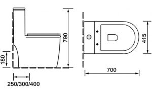 Унитаз-моноблок SantiLine SL-5019 безободковый белый