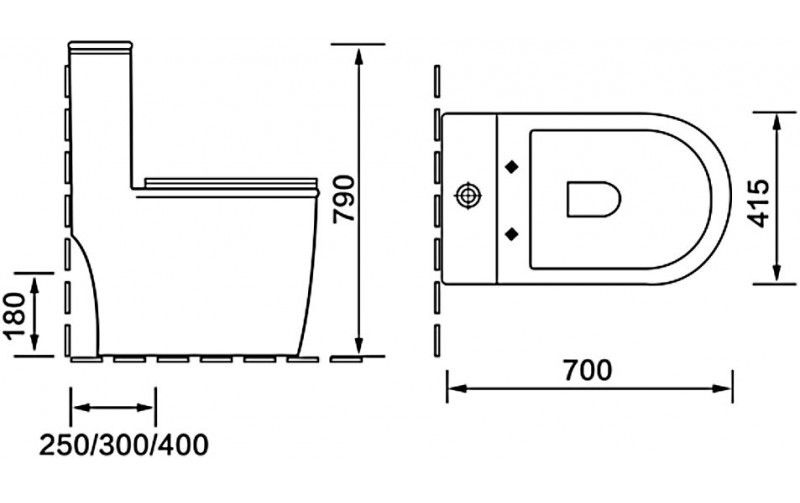Унитаз-моноблок SantiLine SL-5019MB безободковый чёрный матовый