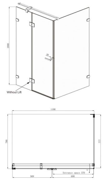 Душевой уголок Ambassador Abner 10011103L 120x80см левый хром/прозрачное