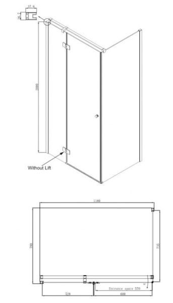 Душевой уголок Ambassador Diamond 12011104L 120x80см левый хром/прозрачное