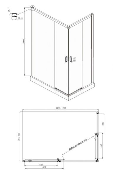 Душевой уголок Ambassador Queen 11011106L 120x80см левый хром/прозрачное