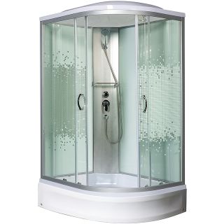 Душевая кабина с поддоном Мономах 90/70/24 МЗ L 10000005815 90x70 хром стекло прозрачное с рисунком