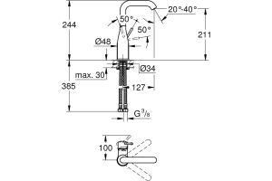 Смеситель для раковины GROHE Essence 24177KF1 черный