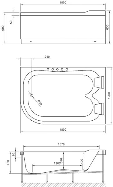 Акриловая ванна Royal Bath Norway правая 180x120см белый RB331100SB-R
