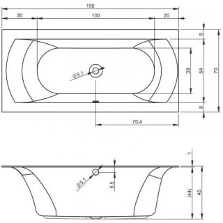 Акриловая ванна Riho Linares B139001005 R 150х70см белый Акриловая ванна Riho Linares B139001005 R 150х70см белый