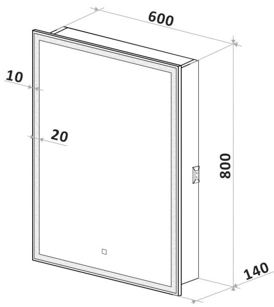 Зеркало-шкаф с подсветкой Art&Max Techno левый 60см белый AM-Tec-600-800-1D-L-DS-F Зеркало-шкаф с подсветкой Art&Max Techno левый 60см белый AM-Tec-600-800-1D-L-DS-F