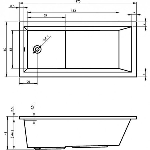 Акриловая ванна Riho Lusso Plus B006001005 170х80см белый