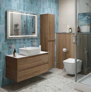 Тумба со столешницей и накладной раковиной Belbagno Kraft KRAFT100RT-KEPBO-1302-SET 100 см дуб табак