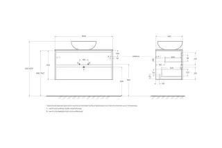 Тумба со столешницей и накладной раковиной Belbagno Kraft KRAFT100BO-KEPBO-1084-SET 100 см белый матовый