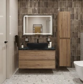 Тумба со столешницей и накладной раковиной Belbagno Kraft KRAFT100RNN-KEPMNO-1084-H301-SET 100 см светлое дерево