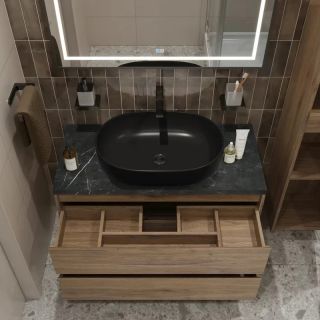 Тумба со столешницей и накладной раковиной Belbagno Kraft KRAFT100RNN-KEPMNO-1084-H301-SET 100 см светлое дерево