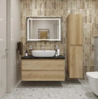 Тумба со столешницей и накладной раковиной Belbagno Kraft KRAFT100RNN-KEPMNO-1346-SET 100 см светлое дерево