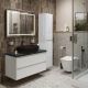 Тумба со столешницей и накладной раковиной Belbagno Kraft KRAFT100BO-KEPMNO-1084H301-SET 100 см белый матовый