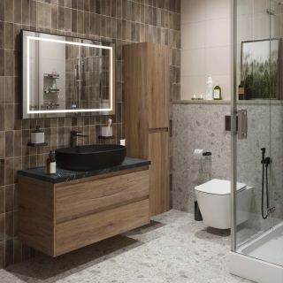 Тумба со столешницей и накладной раковиной Belbagno Kraft KRAFT100RT-KEPMNO-1084-H301-SET 100 см дуб табак