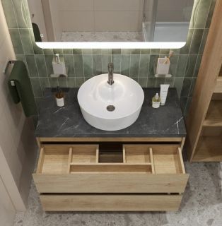 Тумба со столешницей и накладной раковиной Belbagno Kraft KRAFT80RNN-KEPMNO-1306-SET 80 см светлое дерево