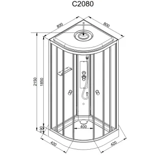 Душевая кабина Avacan C2080LED 80x80 см хром