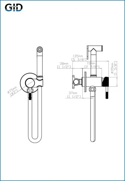 Гигиенический душ Gid Edessa L070BMGD  со смесителем черный матовый