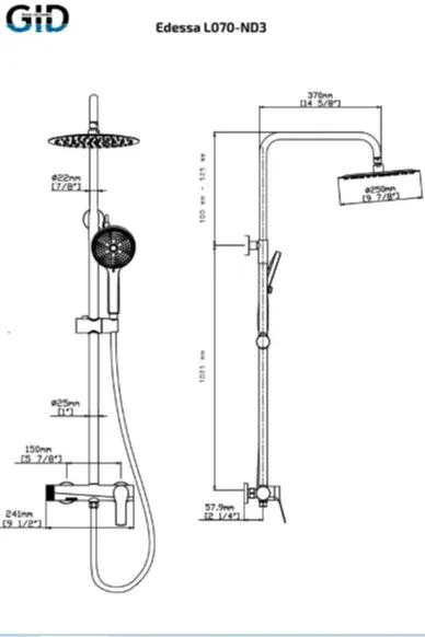 Душевая система Gid Edessa L070CHND3 хром