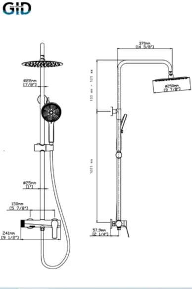 Душевая система Gid Edessa L070BMND3 черный