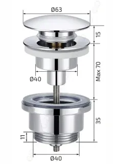 Донный клапан для раковины Gid Minucia G-59BM 76605K универсальный Clik-Clak черный матовый
