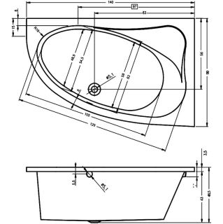 Акриловая ванна Riho Lyra B020001005 L 140х90см белый Акриловая ванна Riho Lyra B020001005 L 140х90см белый
