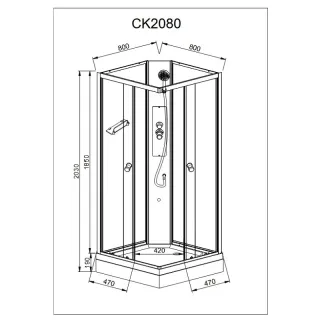 Душевая кабина Avacan CK2080N  80x80 см хром