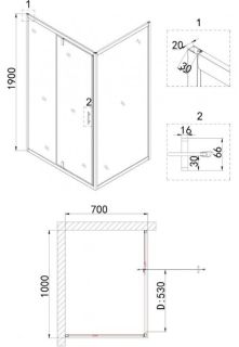 Душевой уголок Niagara NG-83-10AB-A70B 100x70см чёрный/прозрачное