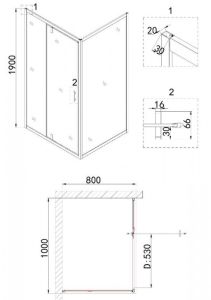 Душевой уголок Niagara NG-83-10AB-A80B 100x80см чёрный/прозрачное