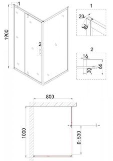 Душевой уголок Niagara NG-83-10AB-A80B 100x80см чёрный/прозрачное