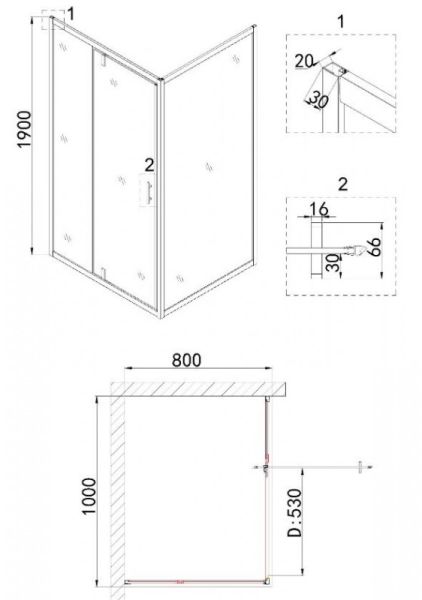 Душевой уголок Niagara NG-83-10AB-A80B 100x80см чёрный/прозрачное