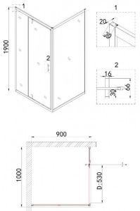 Душевой уголок Niagara NG-83-10AB-A90B 100x90см чёрный/прозрачное