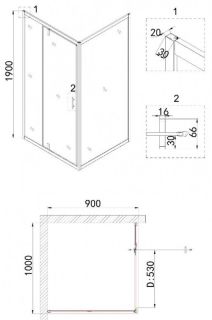 Душевой уголок Niagara NG-83-10AB-A90B 100x90см чёрный/прозрачное