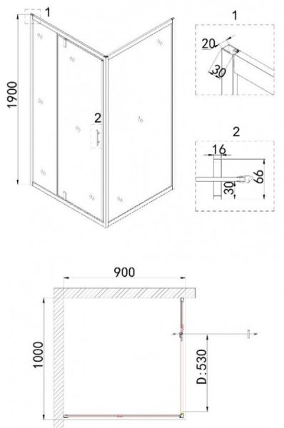 Душевой уголок Niagara NG-83-10AB-A90B 100x90см чёрный/прозрачное